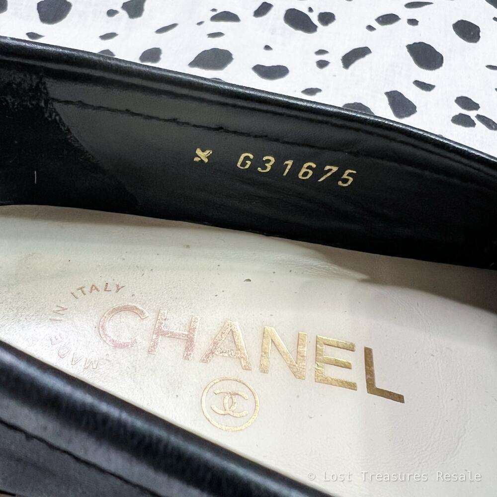 Chanel | Black Leather CC Logo Classic Penny Loafers Designer Flats Size 36 - Picture 6 of 9